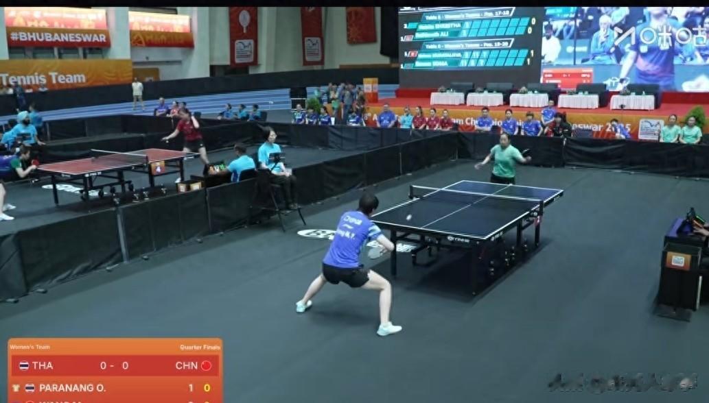 印度亚锦赛混乱，球员满场捡球，中国队3比0泰国，孙颖莎遇小麻烦