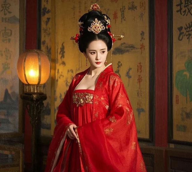 什么叫神还原？杨幂穿红黄色漏肩长裙，还原大唐武媚娘传奇！
