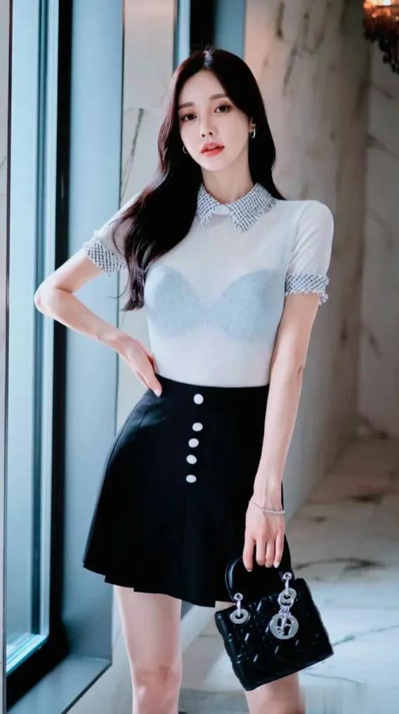 孙允珠私服太会穿!白上衣配小黑裙,简单搭配秒变焦点