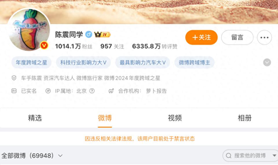 多平台被禁言后，陈震回应