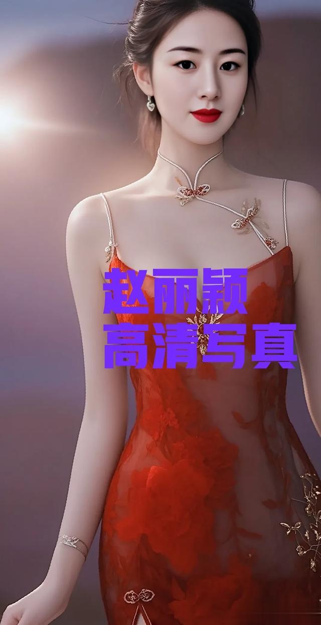 赵丽颖高清写真,身着红色礼服裙,气质优雅让人眼前一亮