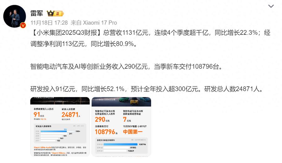 盧偉冰：小米手機(jī)未來(lái)目標(biāo)是提高售價(jià)
