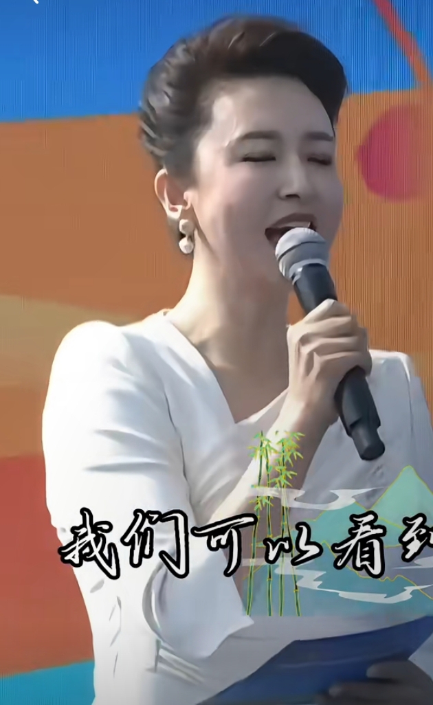 张蕾聊黄河流域,白裙盘发造型,美貌与气质并存