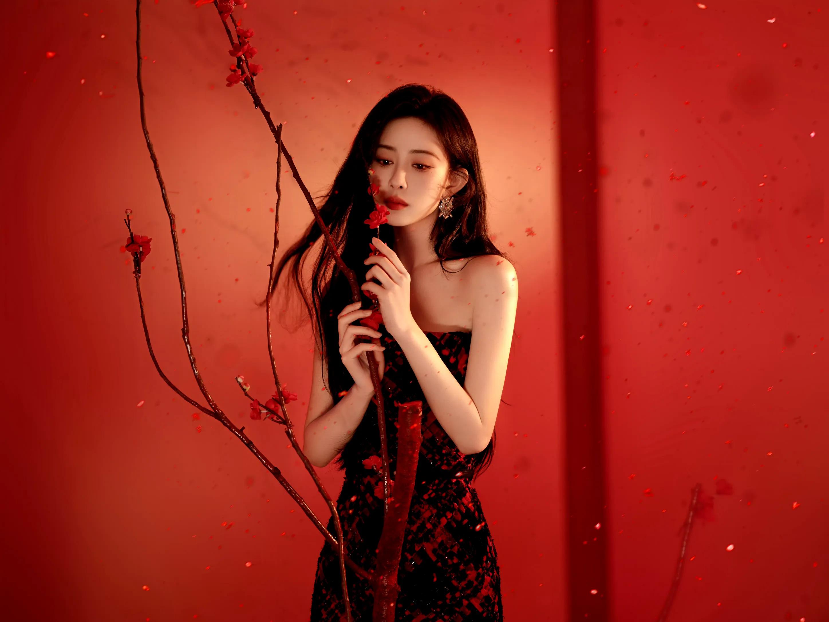 孟子义的艺术照,主打的就是一个喜庆氛围感