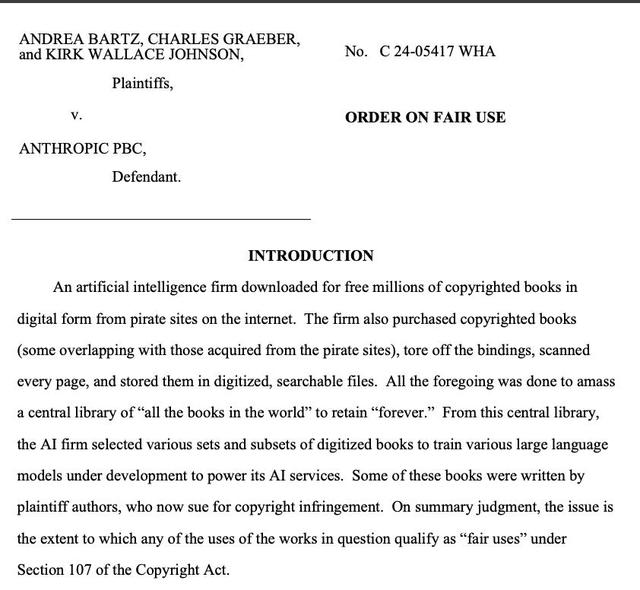 AI“讀書”合法了：美法院最新裁定，無需作者同意，已購書籍可用于訓練AI