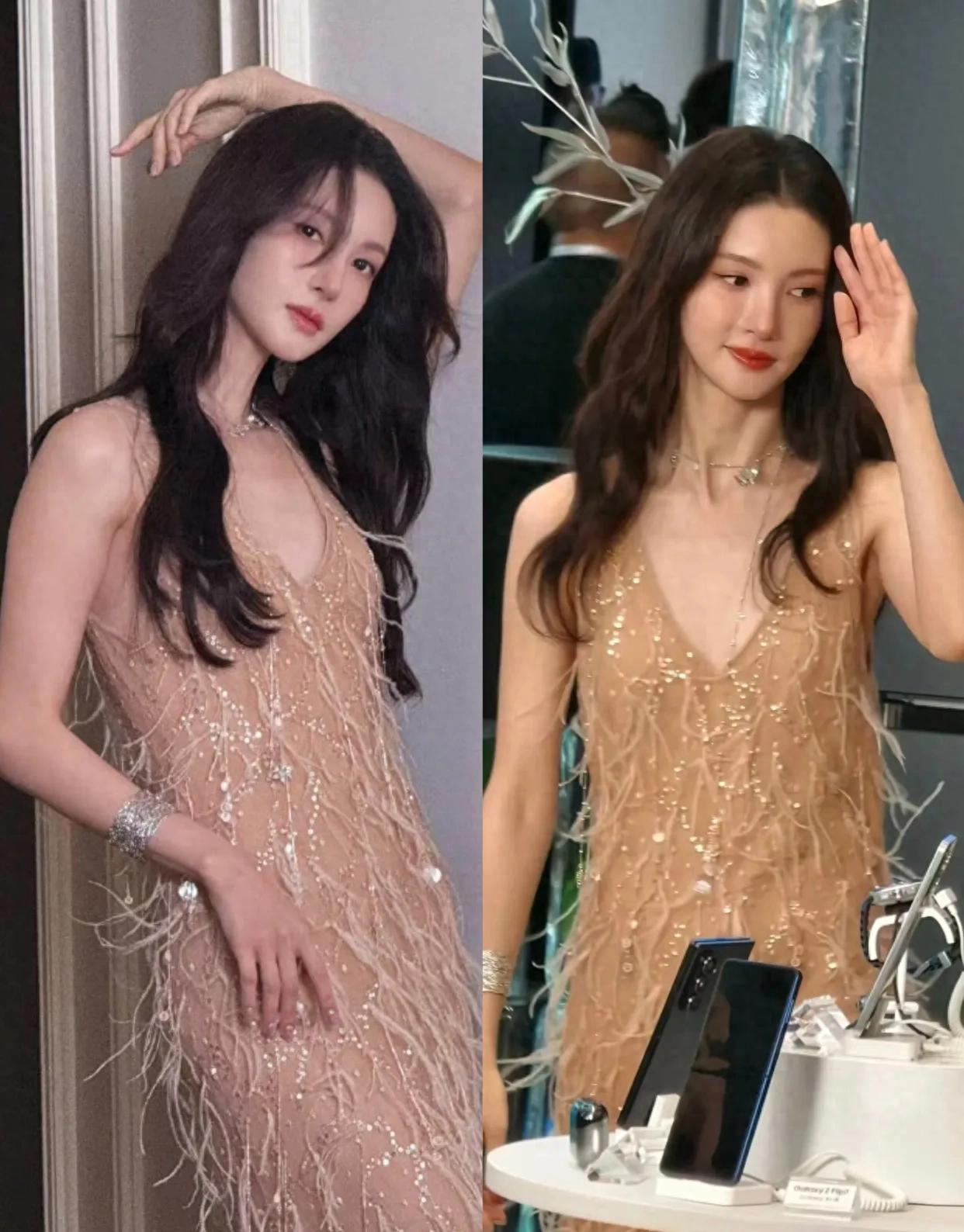 正经上班的金晨真是太美了,穿着羽毛裙仙气飘飘