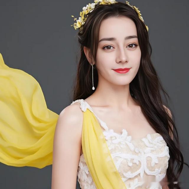 迪丽热巴古装出圈!单肩黄飘带造型,又美又飒!