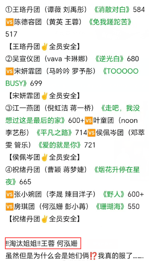 《浪姐》一公淘汰名单曝光！音乐才女一轮游太离谱，没王心凌好运