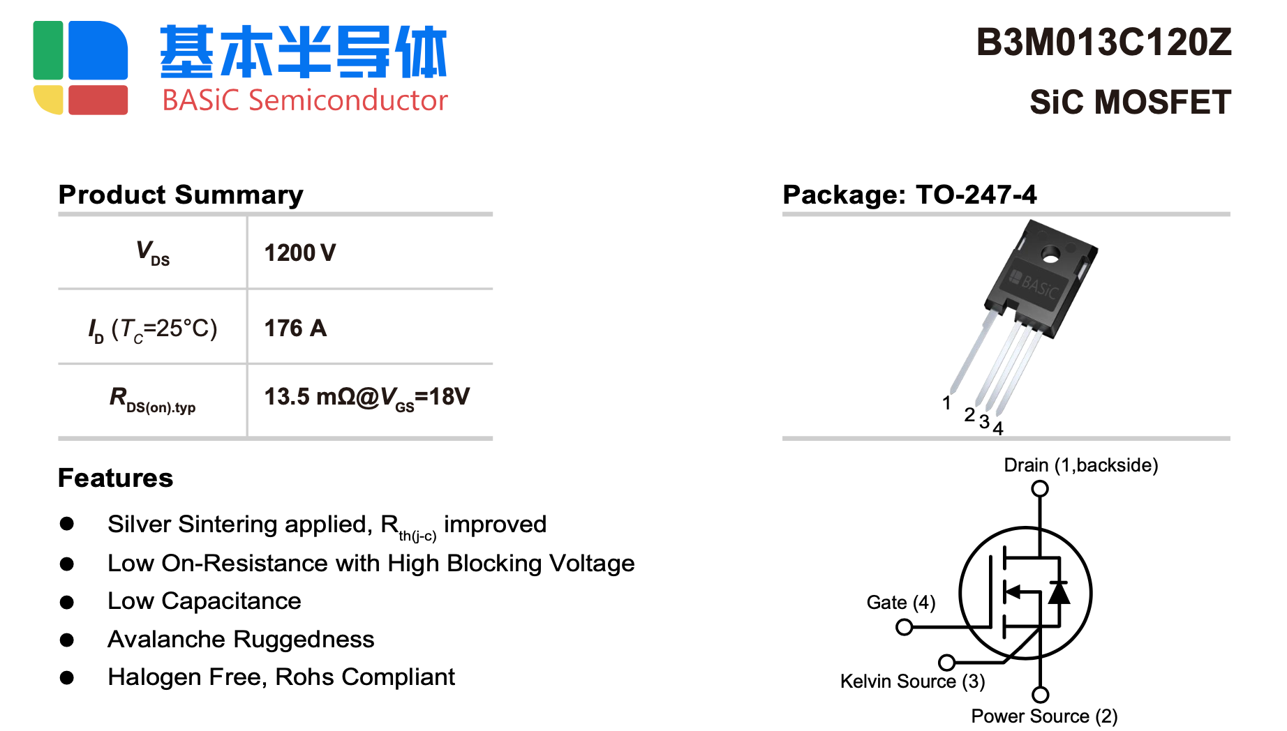 B3M013C120Z 国产SiC MOSFET分立器件引领功率革新