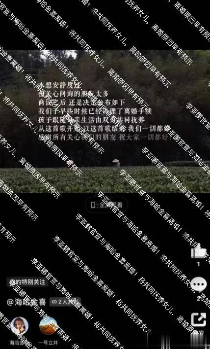 李亚鹏官宣与海哈金喜离婚!将共同抚养女儿,离婚原因早有预示