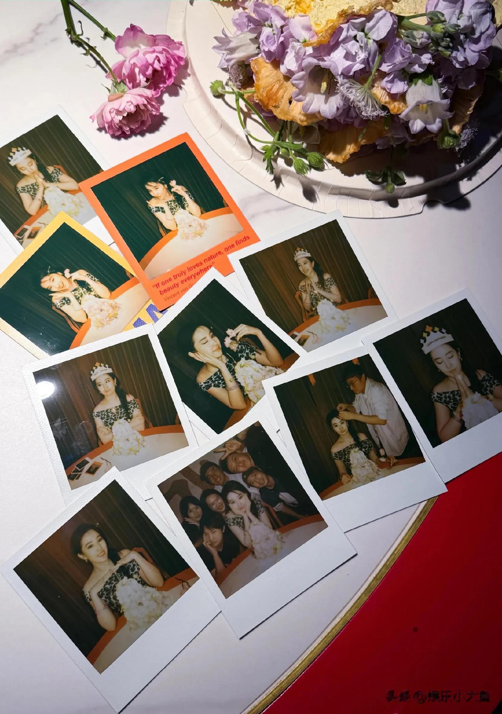 刘亦菲38岁庆生照，穿一字肩连衣裙典雅高贵，如公主般美丽开心