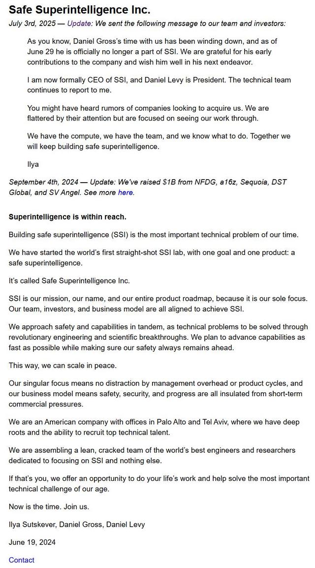 剛剛，Ilya官宣出任SSI CEO，送走“叛徒”聯創，豪言不缺GPU