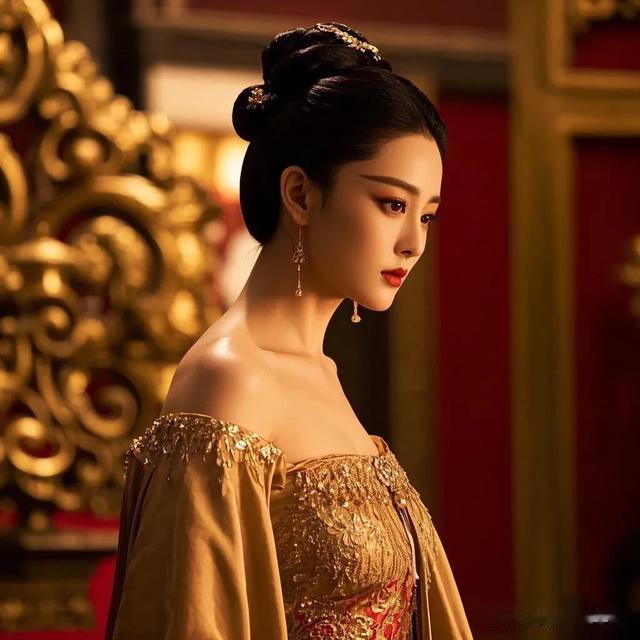 张馨予武媚娘漏肩长裙，曼妙身姿与妖娆气质并存，绝了！