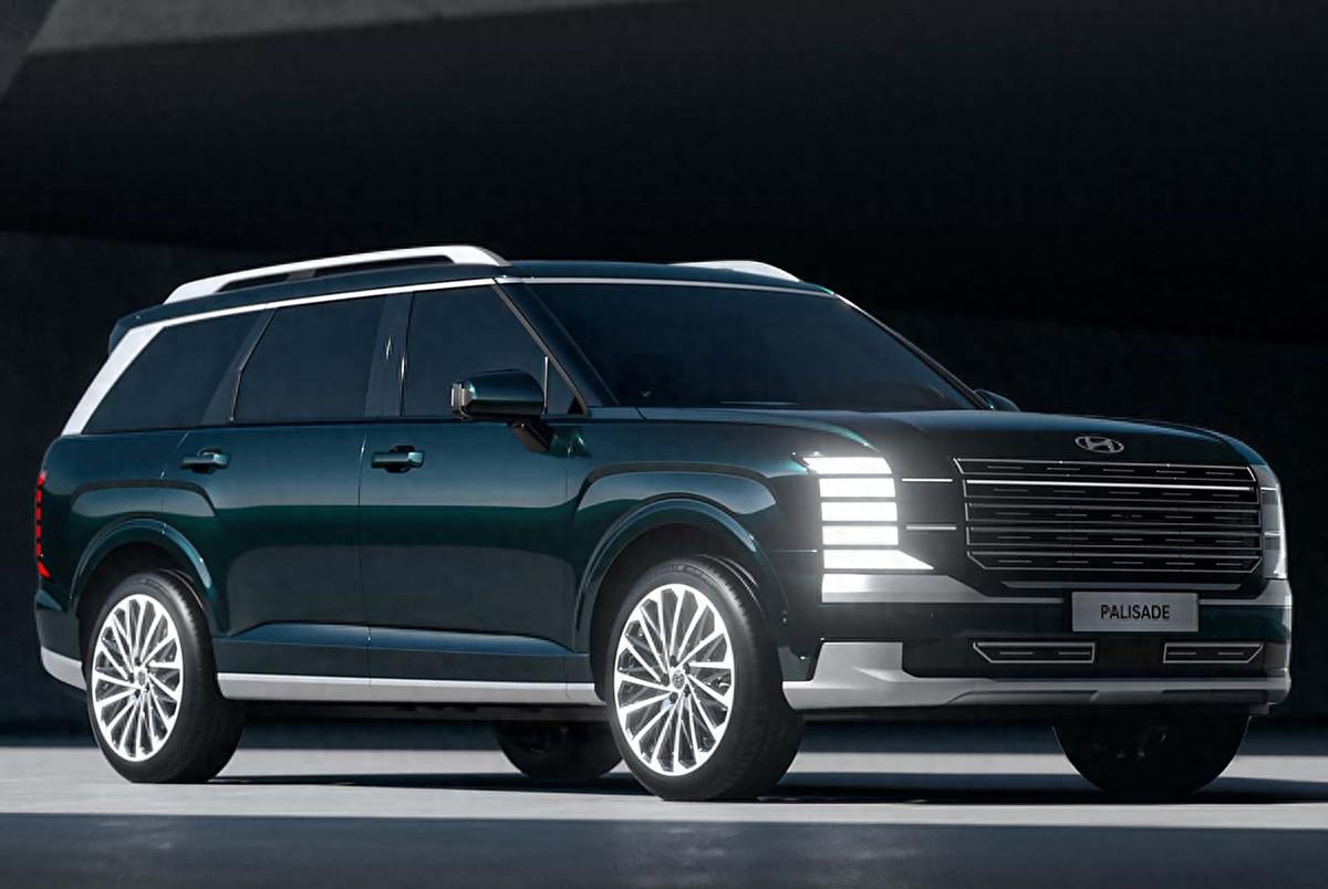 现代全新中大型SUV，外观很方正硬朗，3+3+3座椅，搭载2.5T动力