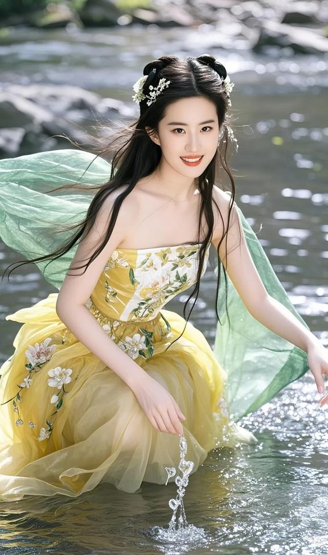 刘亦菲抓鱼，这画面比小龙女出山还美