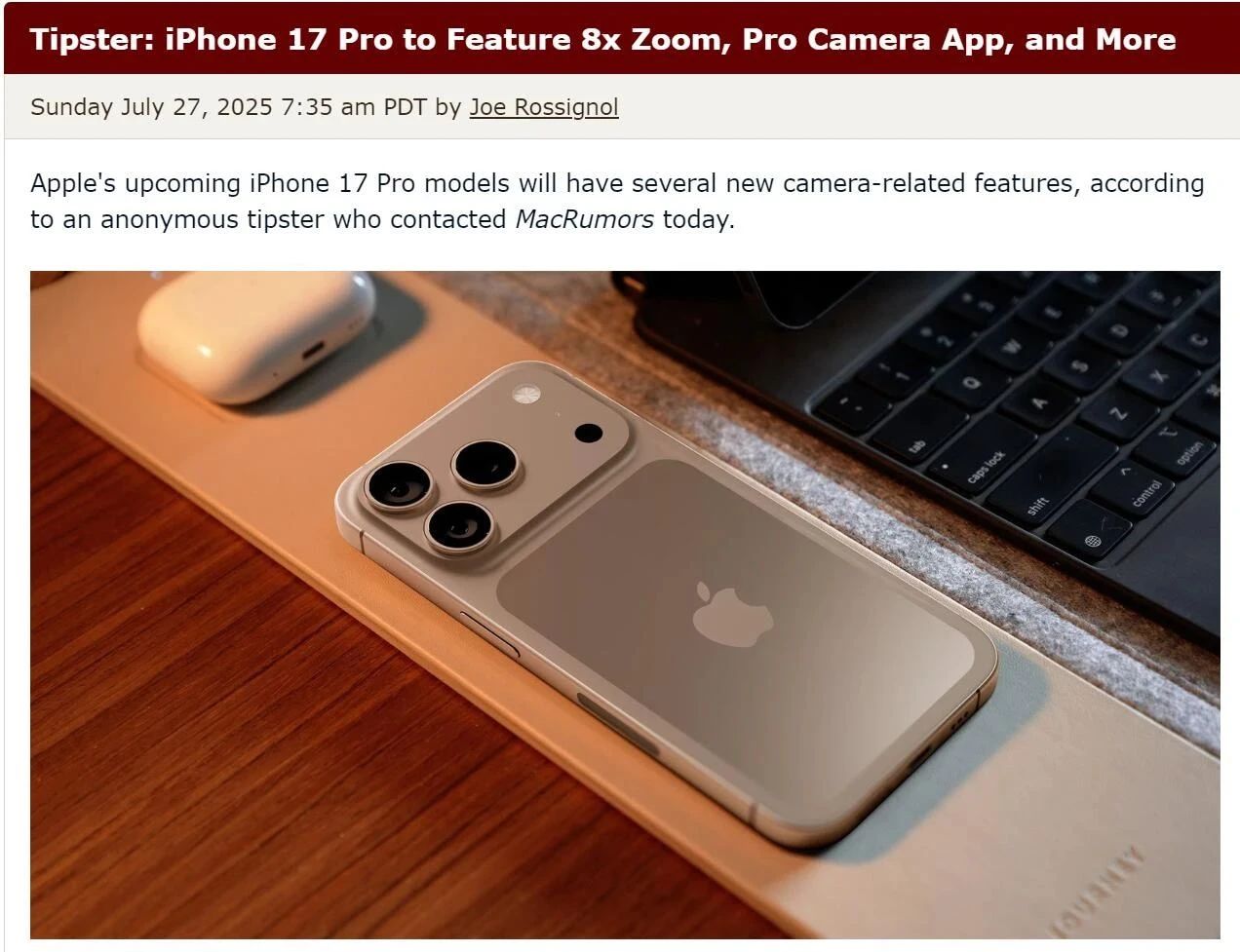 蘋果再放大招！iPhone17 ProMax取消7倍變焦，直接上8倍？