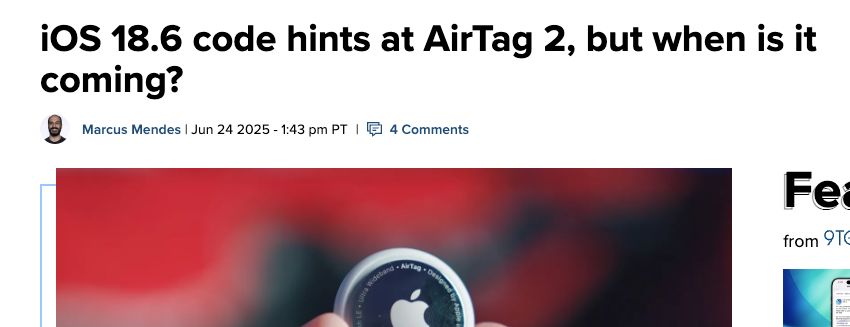 蘋果或于9月推出第二代AirTag，支持更遠距離的“精確查找”