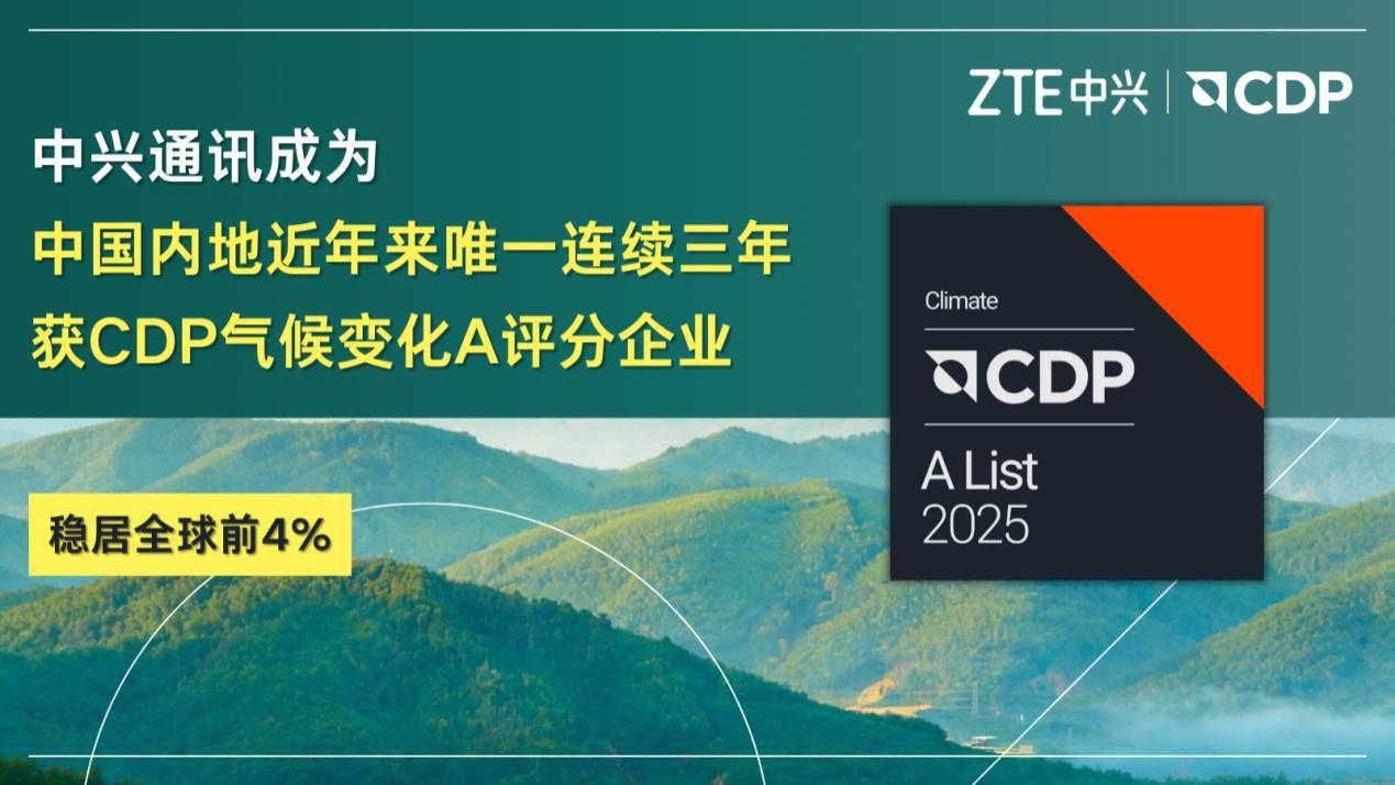 中興通訊連續(xù)三年獲CDP氣候變化A評分