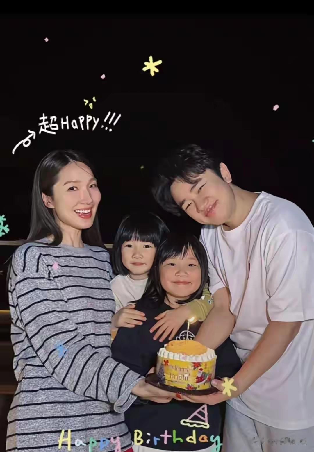 王祖蓝俩女儿同天庆生，长相一个像爸一个像妈，身高锁定妈妈基因