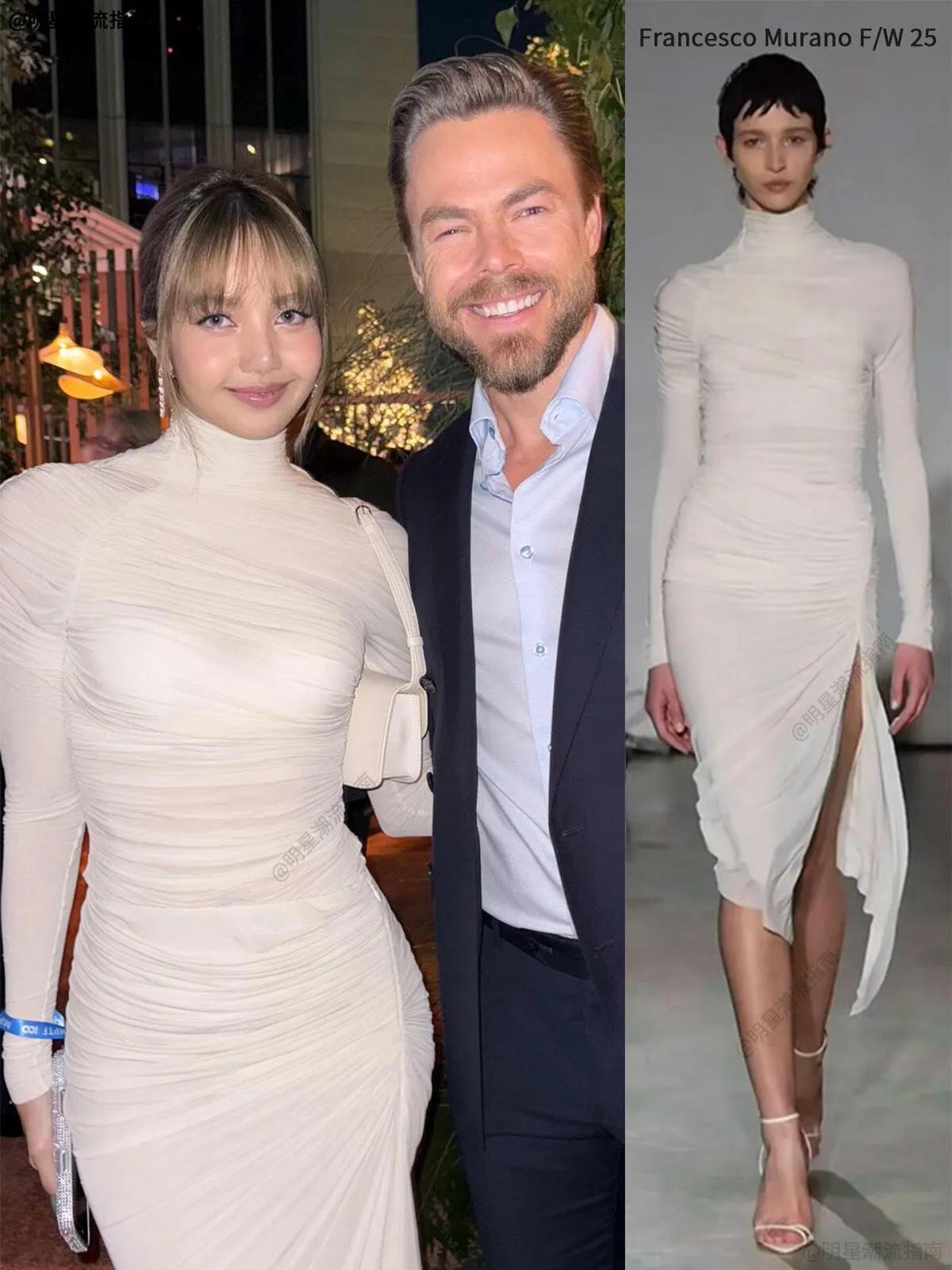 Lisa穿粉色纱裙走艾美奖红毯，全场宠她，气质没有给她提裙的人好