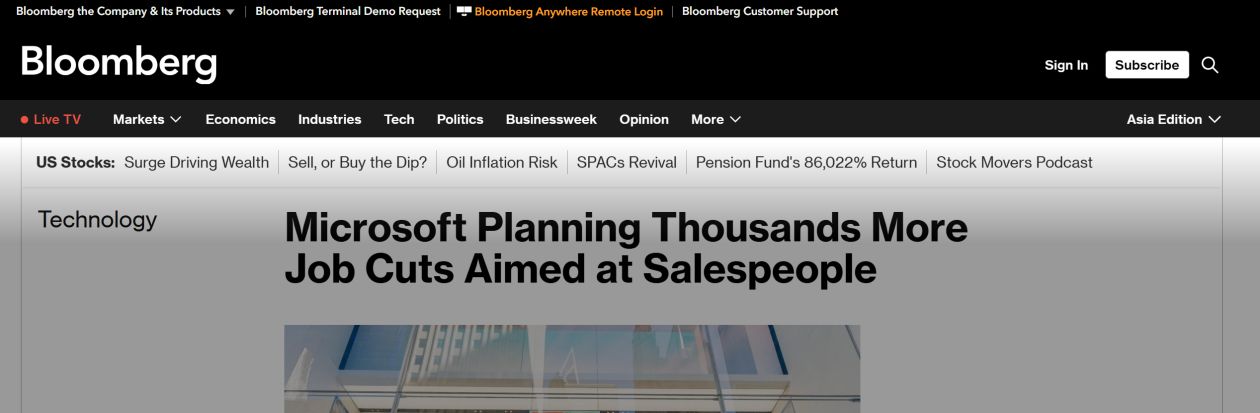 微軟或將下月初計劃再裁員數千人，銷售部門成為“重災區”