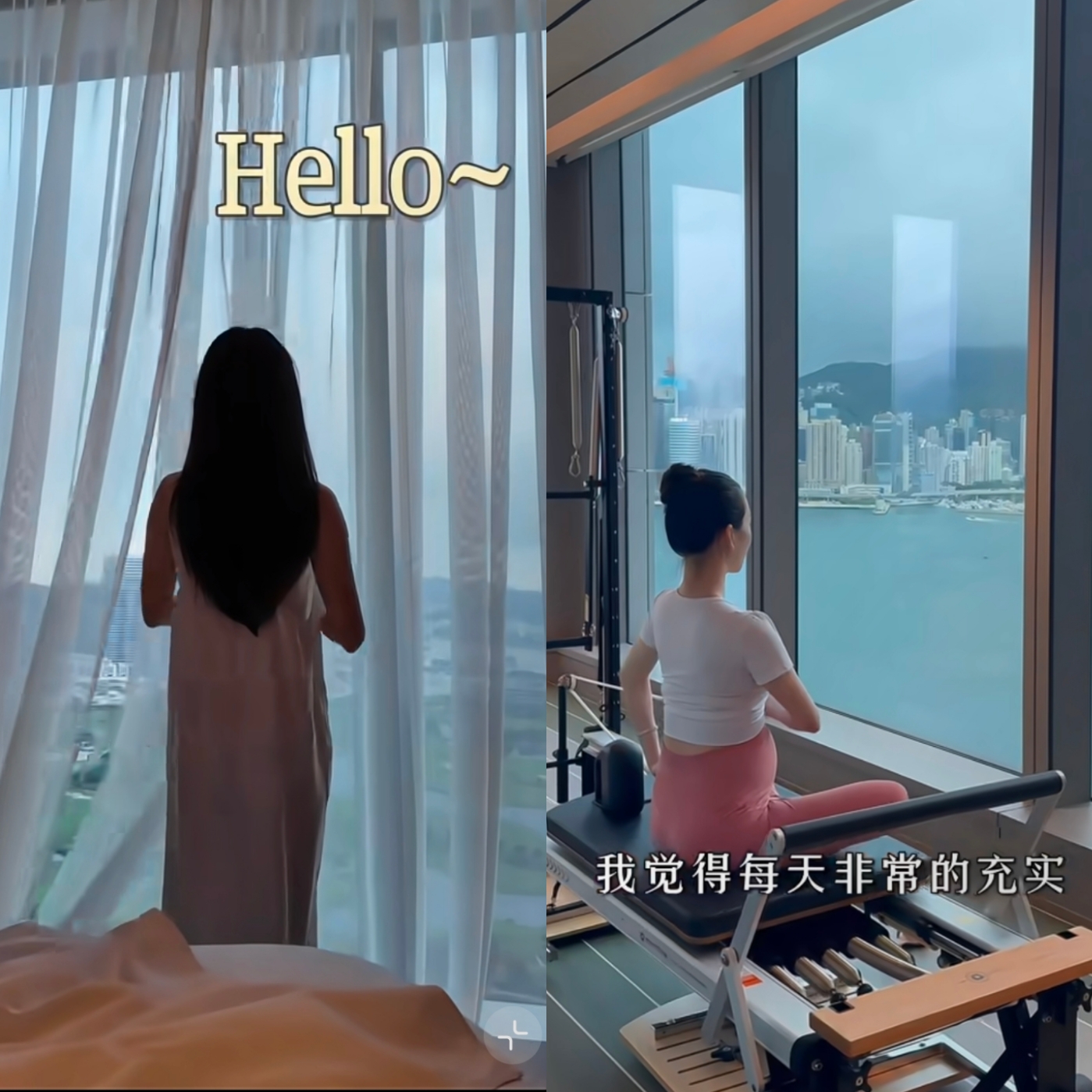 方媛晒新孕照，这次她亮出大肚皮，不再优雅了，俩女儿头发乱糟糟