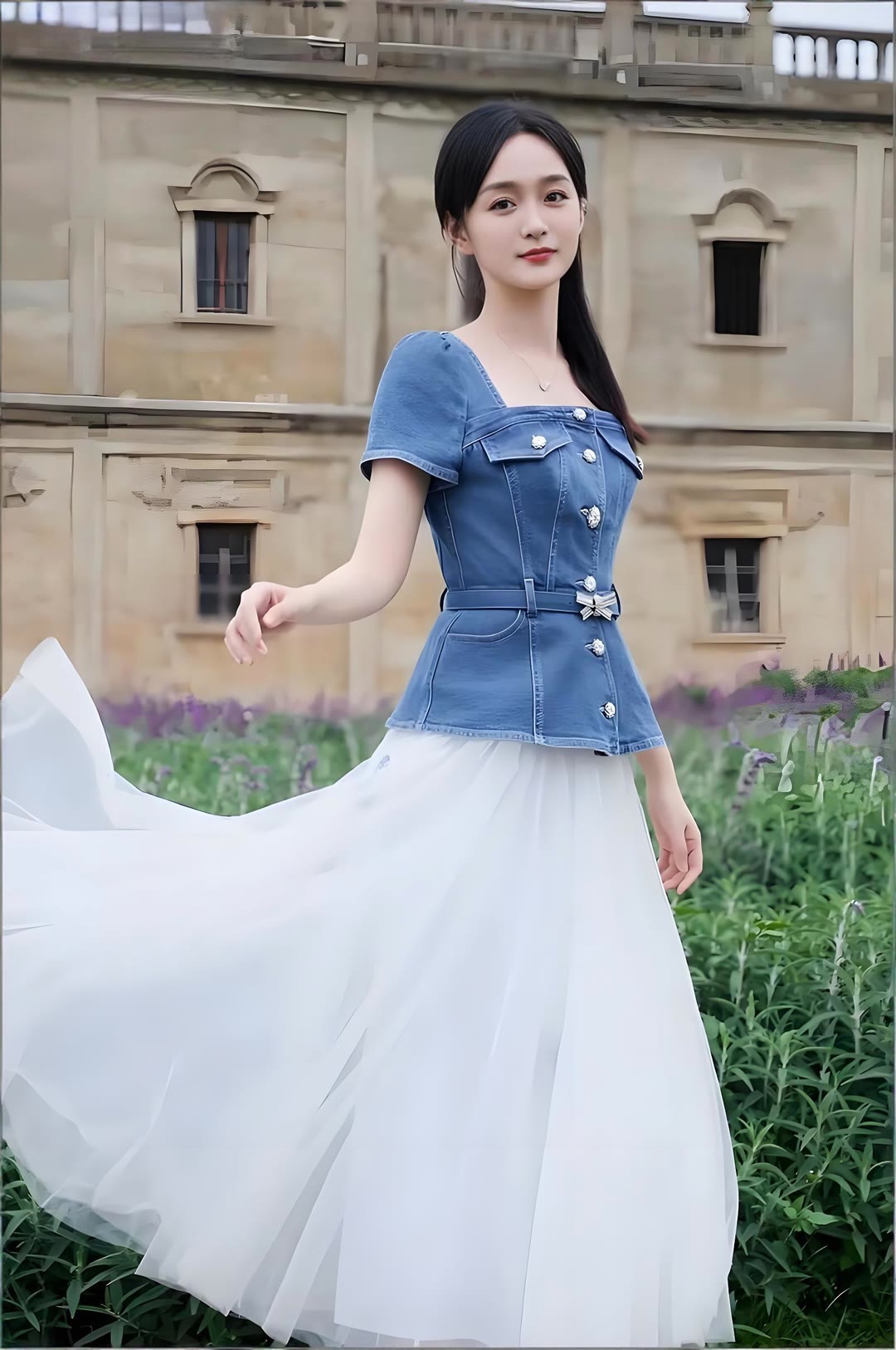 何泓姗白裙造型，仙气流得都快溢出来了