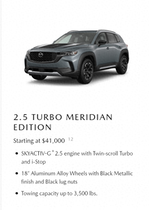 约合人民币29.7万元，马自达CX-50限量版发布，搭载2.5T+全时四驱