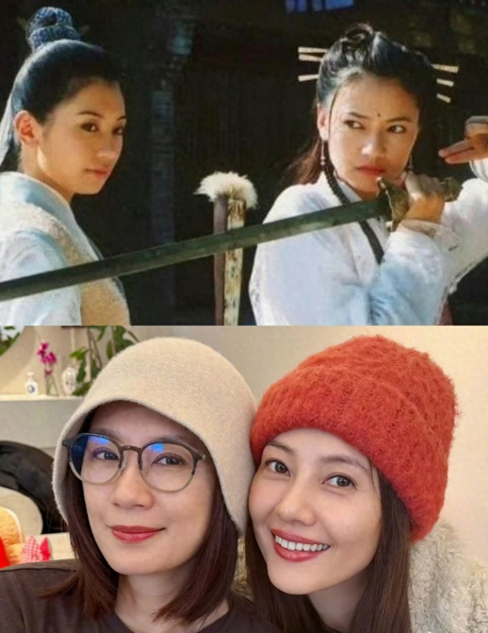 贾静雯和高圆圆合影，一个51岁，一个46岁，姐姐们的状态真的好