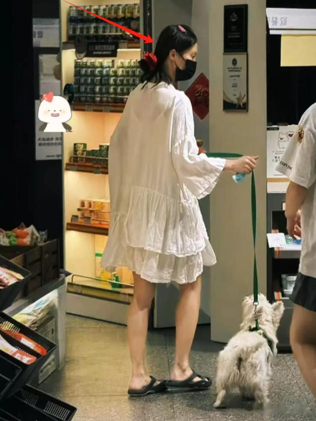 金晨四川被偶遇，穿睡衣背编织袋头顶还秃了，进商场遛狗好随意