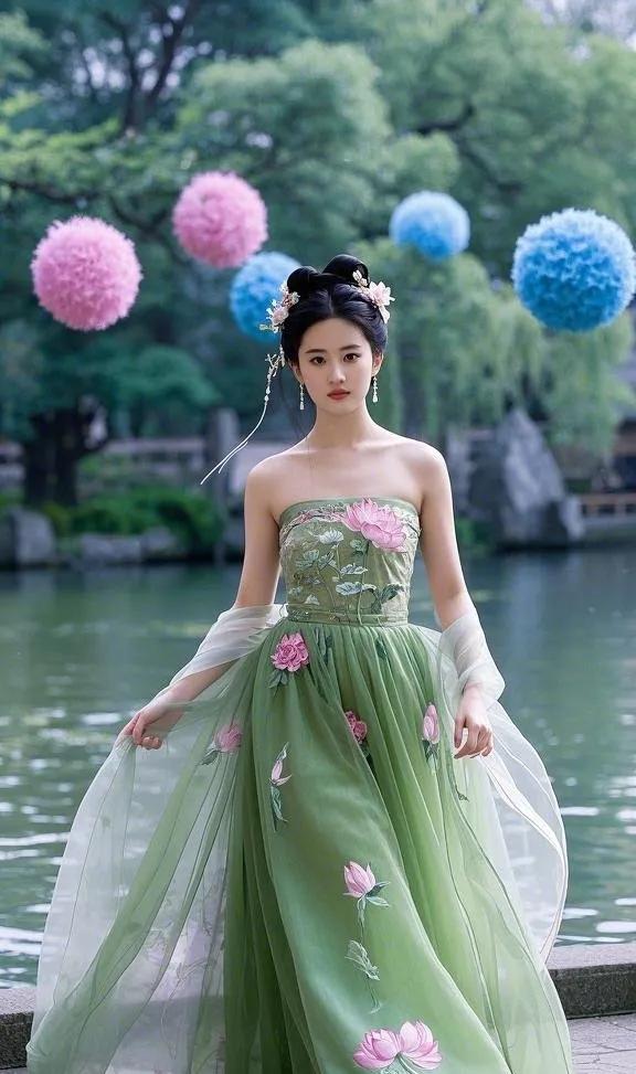 刘亦菲绿色古风裙,美得超凡脱俗