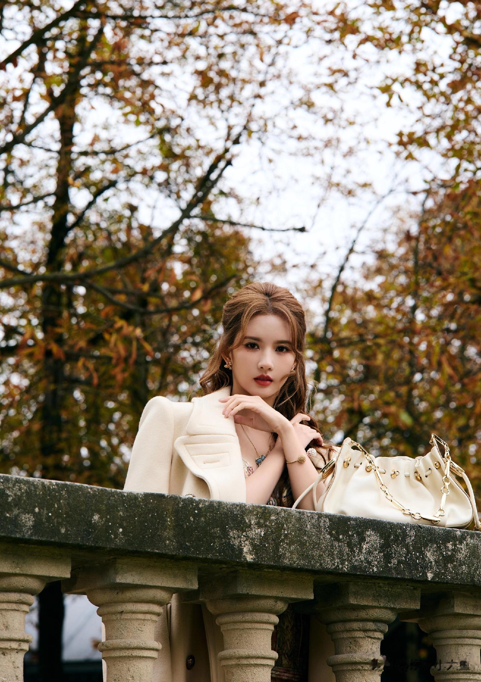 刘些宁出席巴黎时装周,一身复古感长裙气质典雅 美到360度无死角