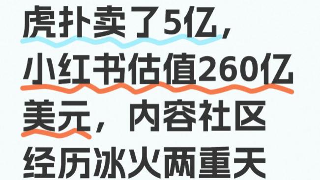 虎扑5亿卖了，小红书260亿美元估值还在涨