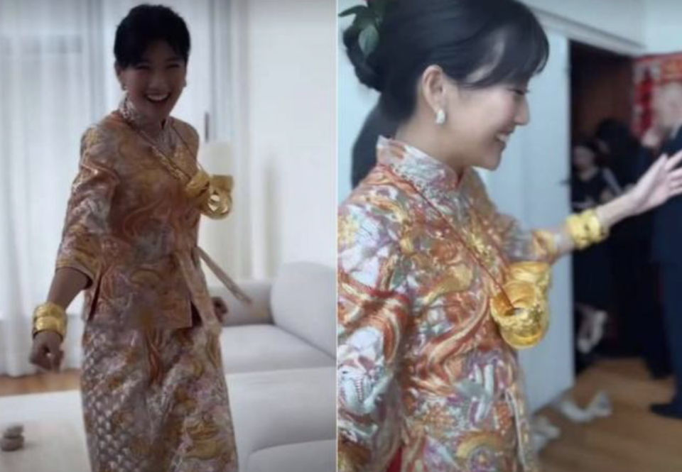 40亿千金风光大嫁，全身戴满金器，席开20余桌，诸多艺人现身捧场