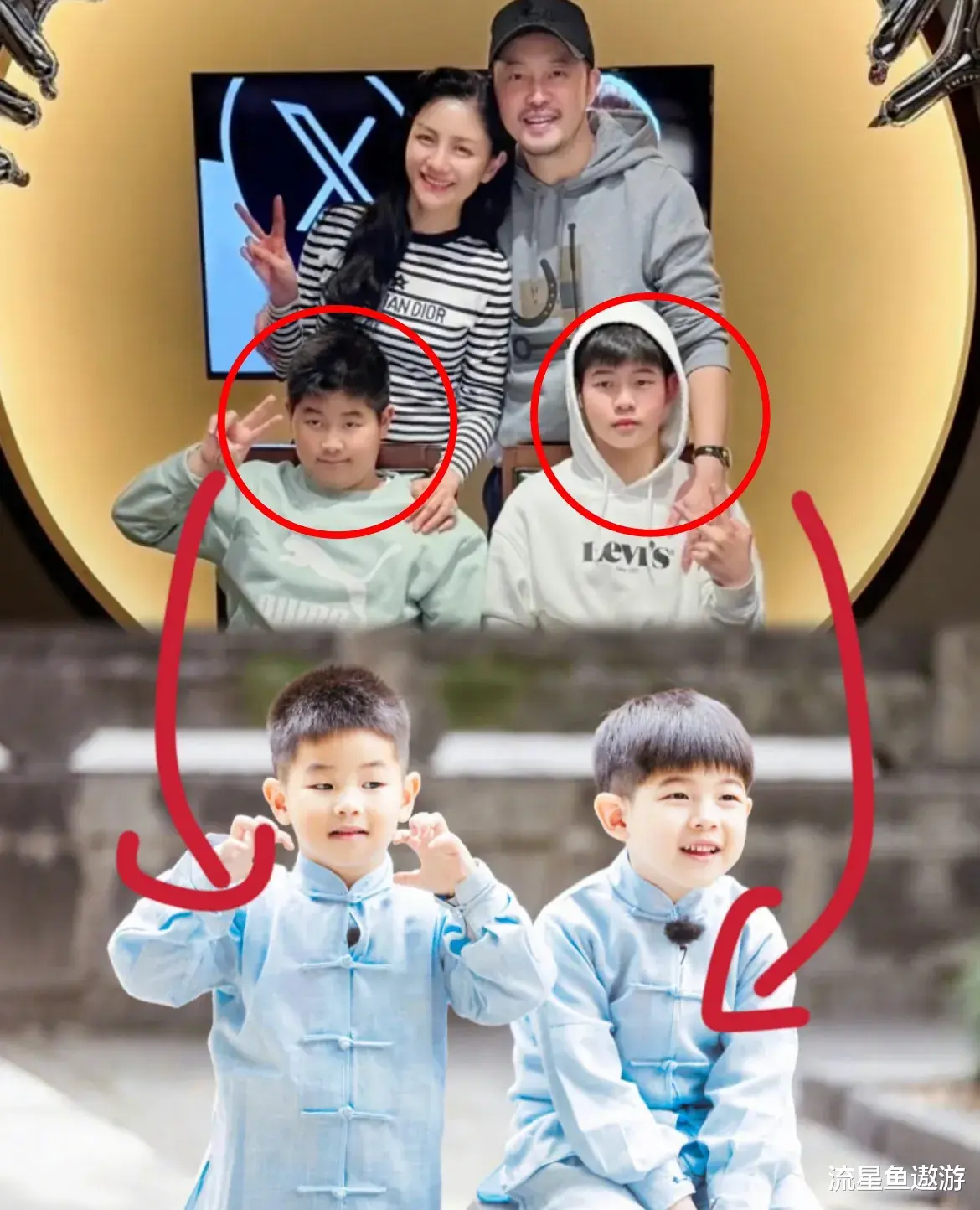 沙溢一家三里屯逛街：10岁儿子身高逆袭，14岁安吉瘦成“忧郁诗人”
