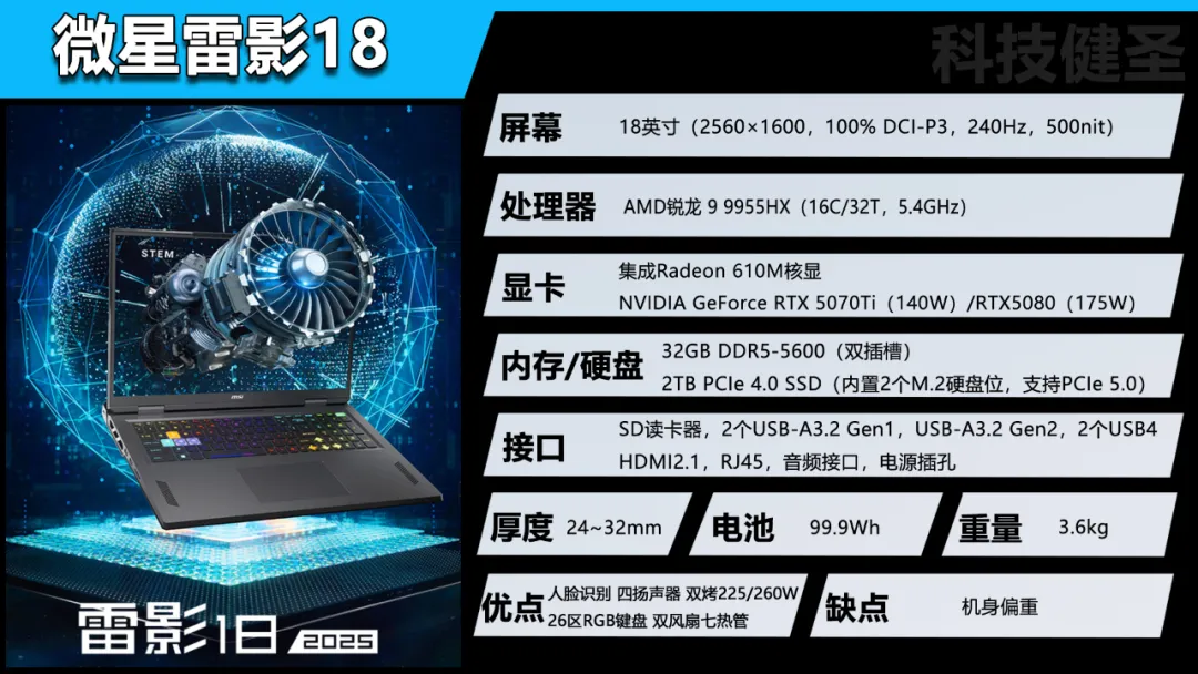 国补价17999元 RTX5070Ti独显的微星雷影18靠谱吗？