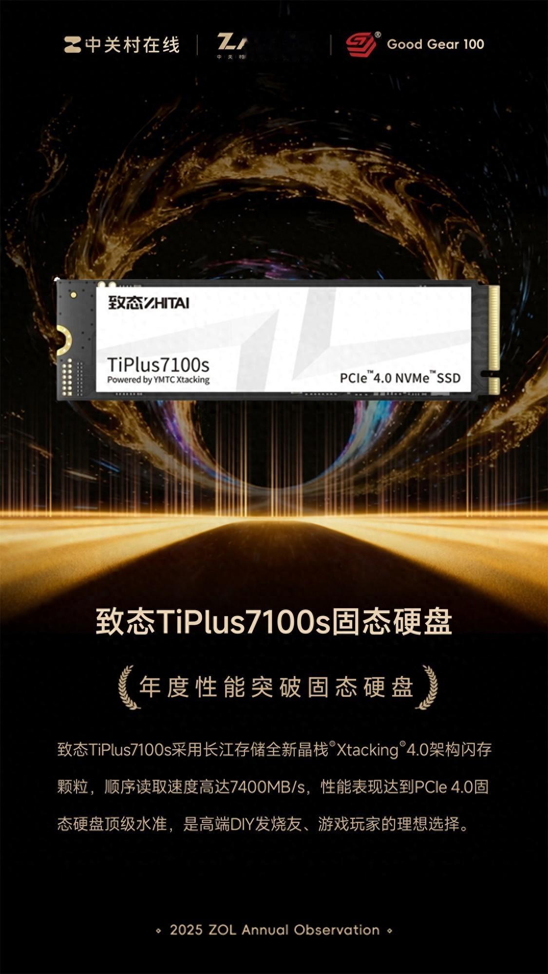 GG100 2025年度性能突破固態硬盤：致態TiPlus7100s固態硬盤