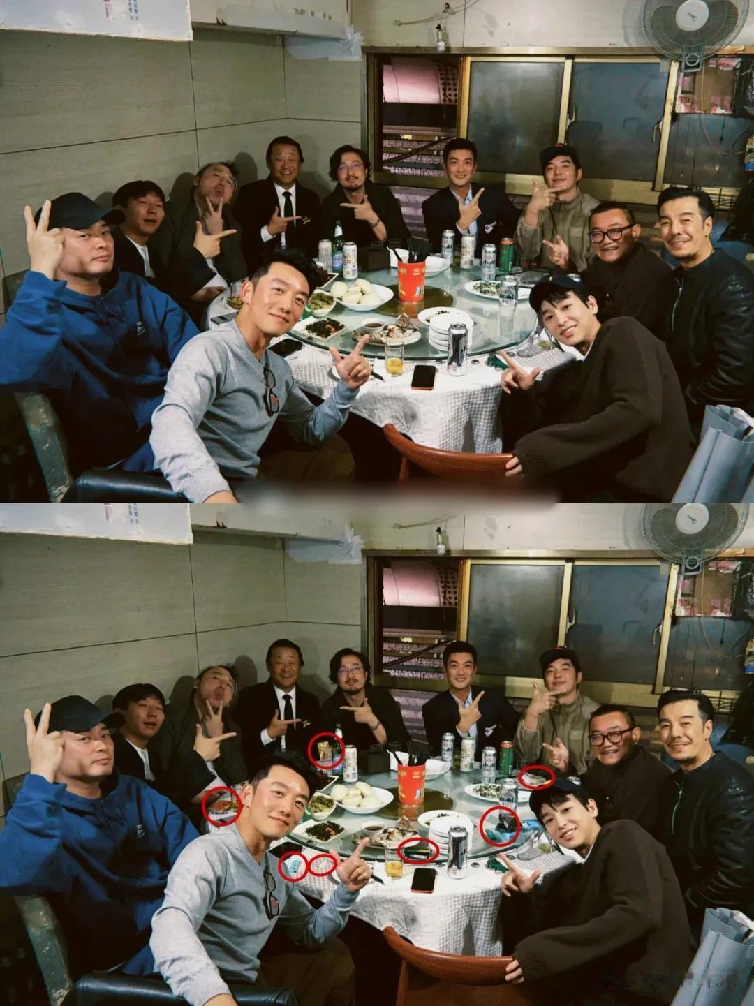 郑恺晒与陈赫等10人合影，被扒P掉7处烟盒打火机，遭吐槽一群老登