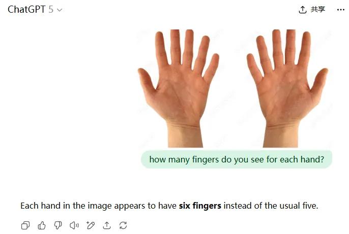 「一只手有几根手指」,你的GPT-5答对了吗?