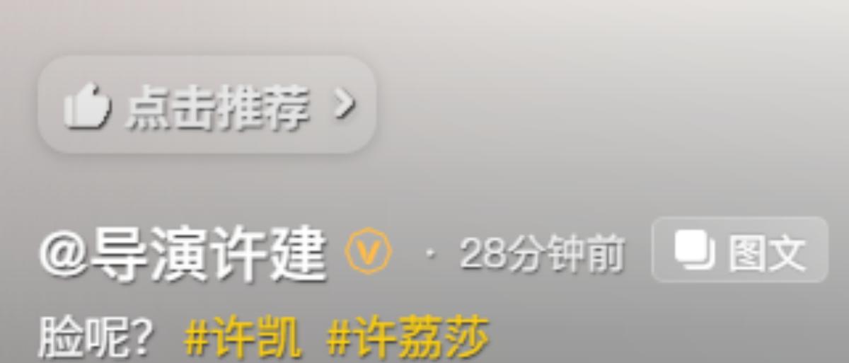 许凯被曝聚众赌博回应来了！许荔莎删除回应，圈内人内涵她不要脸