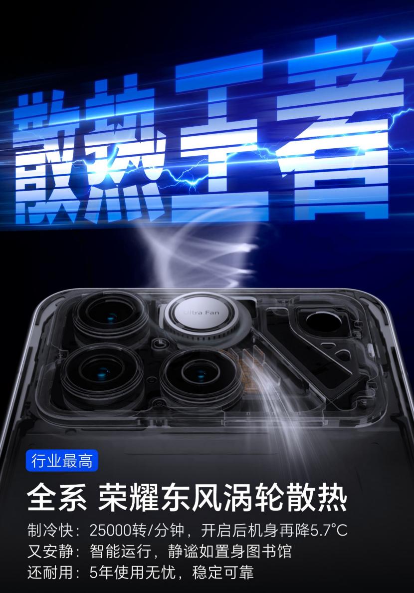 榮耀WIN系列雙旗艦登場：風扇直吹芯片，滿幀溫控表現搶眼