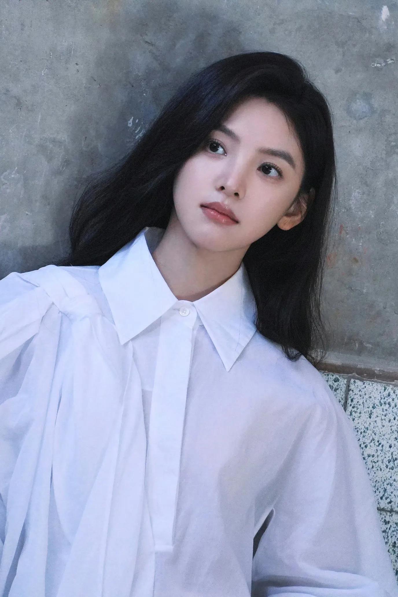 章若楠白衬衫,清纯写真