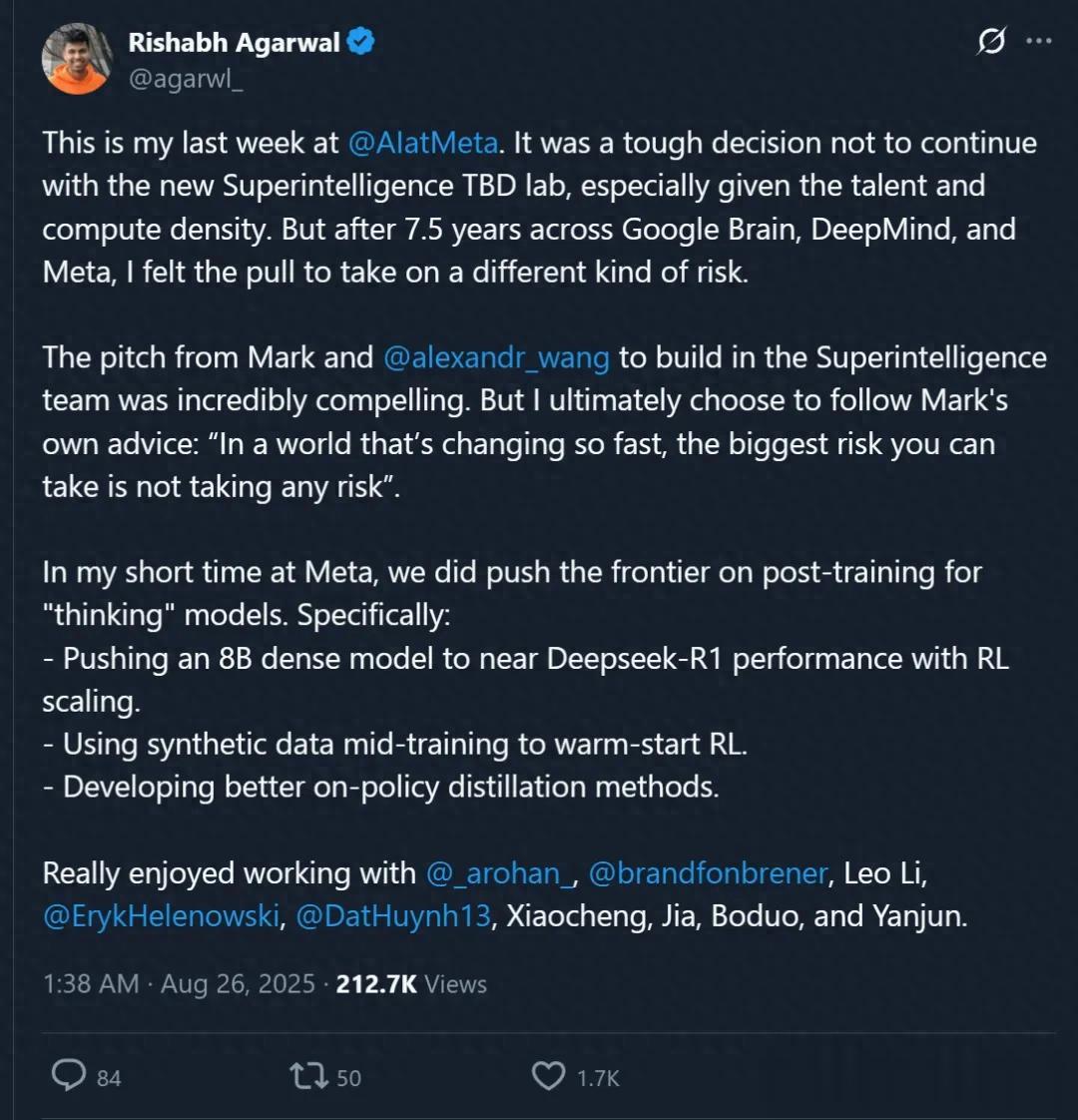 Meta萬引強化學習大佬跑路！用小扎原話作為離別寄語，扎心了