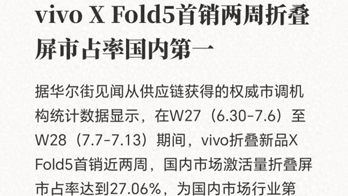 國產折疊屏誕生“新爆款”，連續兩周排名第一，正式成為新王者！