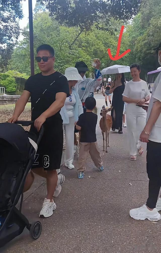 54岁汪峰和35岁森林北出国游玩，她穿黑长裙身材真好，孩子成亮点