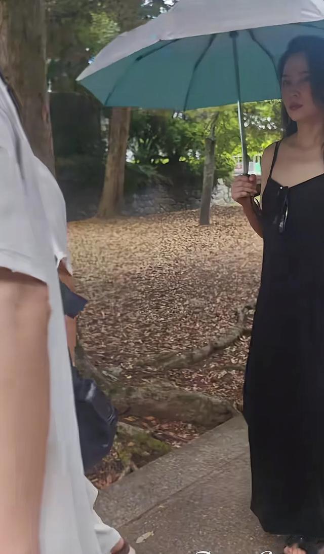 54岁汪峰和35岁森林北出国游玩，她穿黑长裙身材真好，孩子成亮点