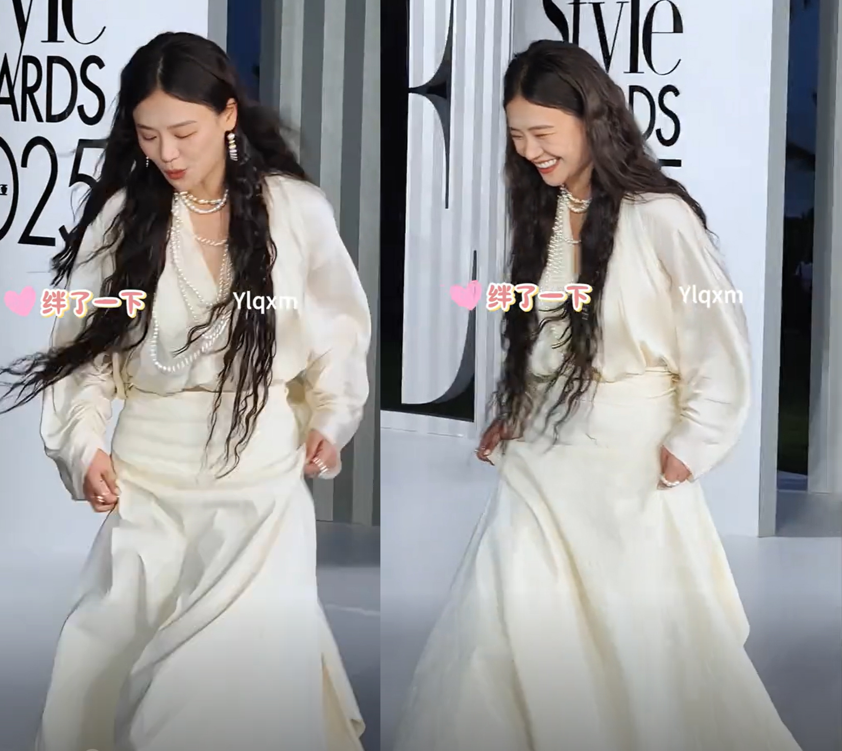 好命苦的红毯!张馨予裙子破洞,张凌赫被吹炸毛,3位女星踩裙子