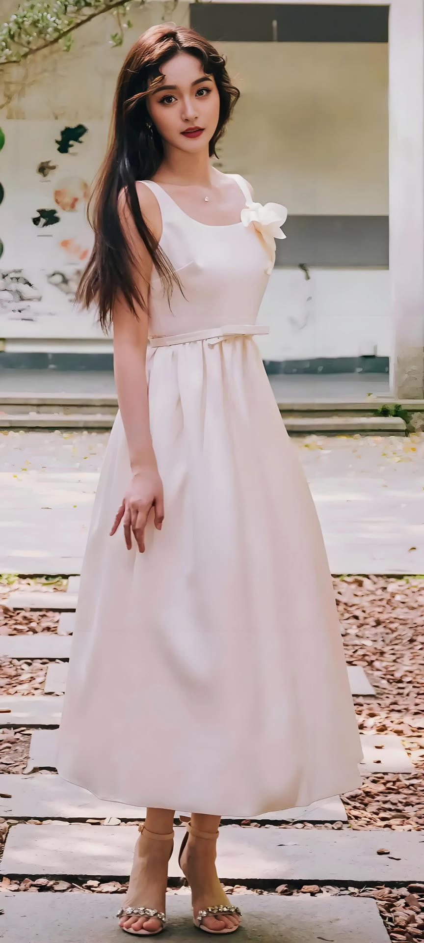 何泓姗白裙造型，仙气流得都快溢出来了