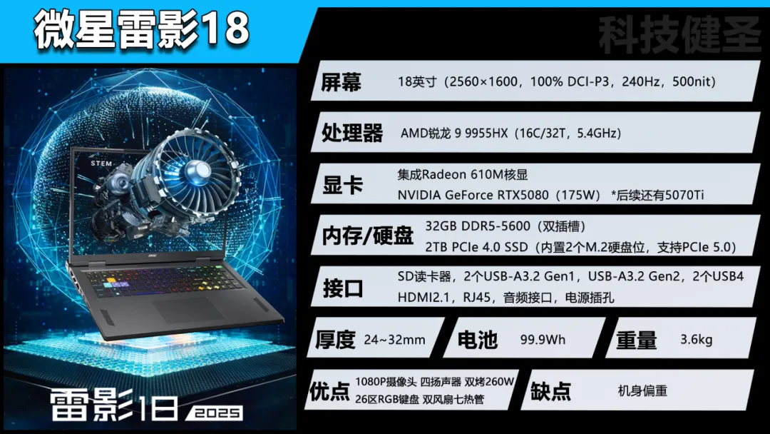 能否延续传奇？微星雷影18上架 锐龙9加持 260W功耗释放的巨无霸！