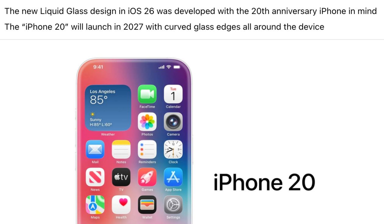 苹果20周年纪念版iPhone曝光:全玻璃机身设计结合无开孔全面屏